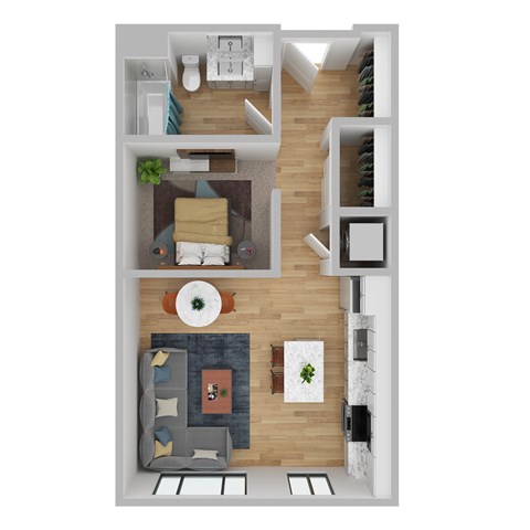 Floor plan for studio, 1 bath, 551 sqft